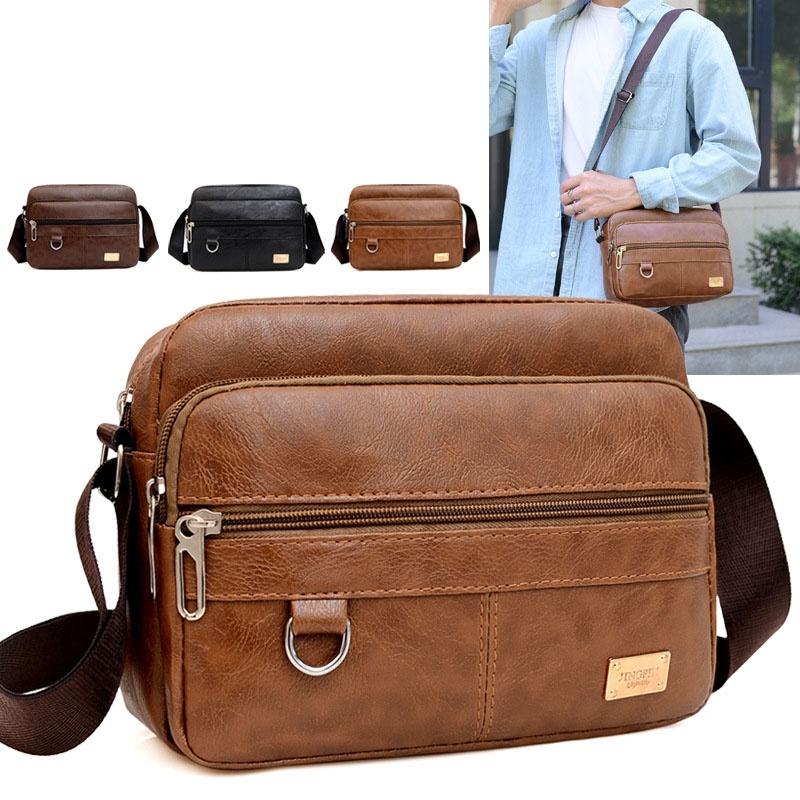 Structured Handbag Work - Leder Herren Sling Bag Messenger Schulter