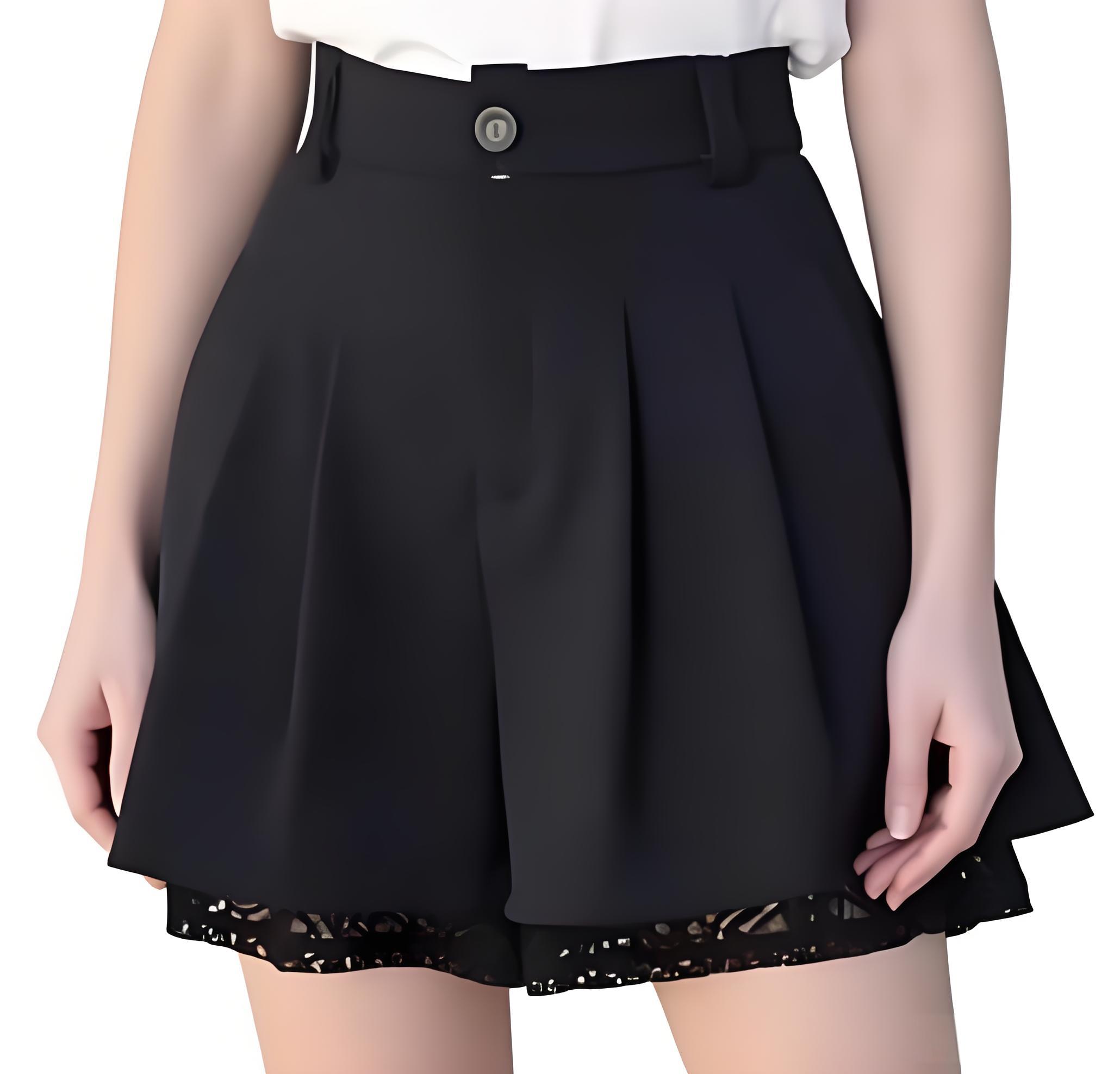 Women Formal Wear Trousers - Damen High-Waist Anzughose Culottes mit Falten