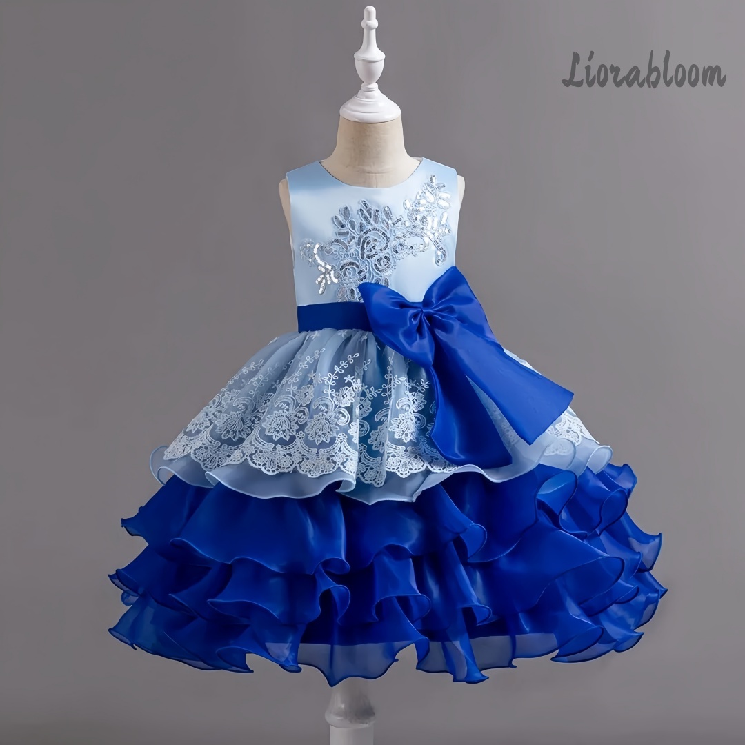 Woman Formal Wear - Mädchenkleid mit großer Schleife, ärmelloses formelles