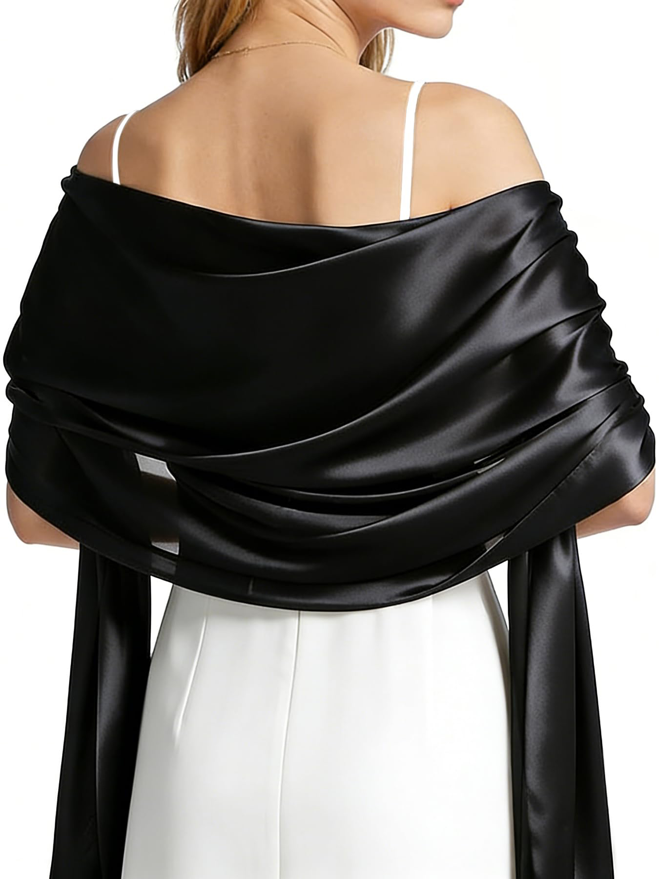 Female Formal Wear - Damen-Satin-Schal für Abendkleider - Seidiger Langer