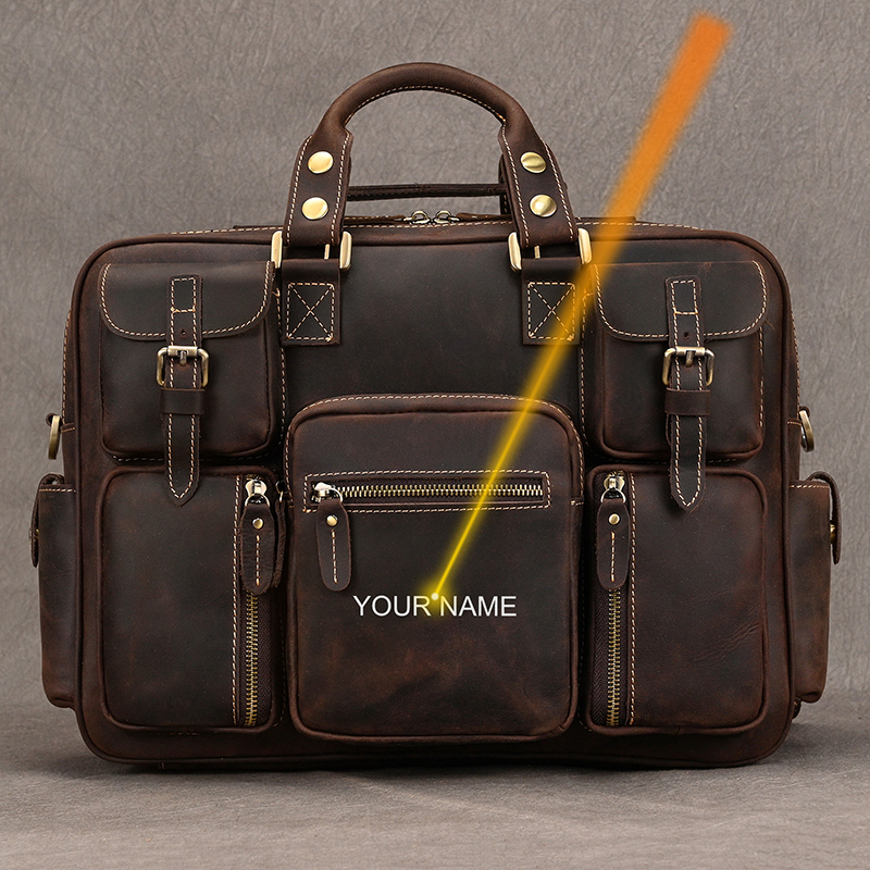 Structured Handbag Work - Luufan Vintage Crazy Horse Leder Herren