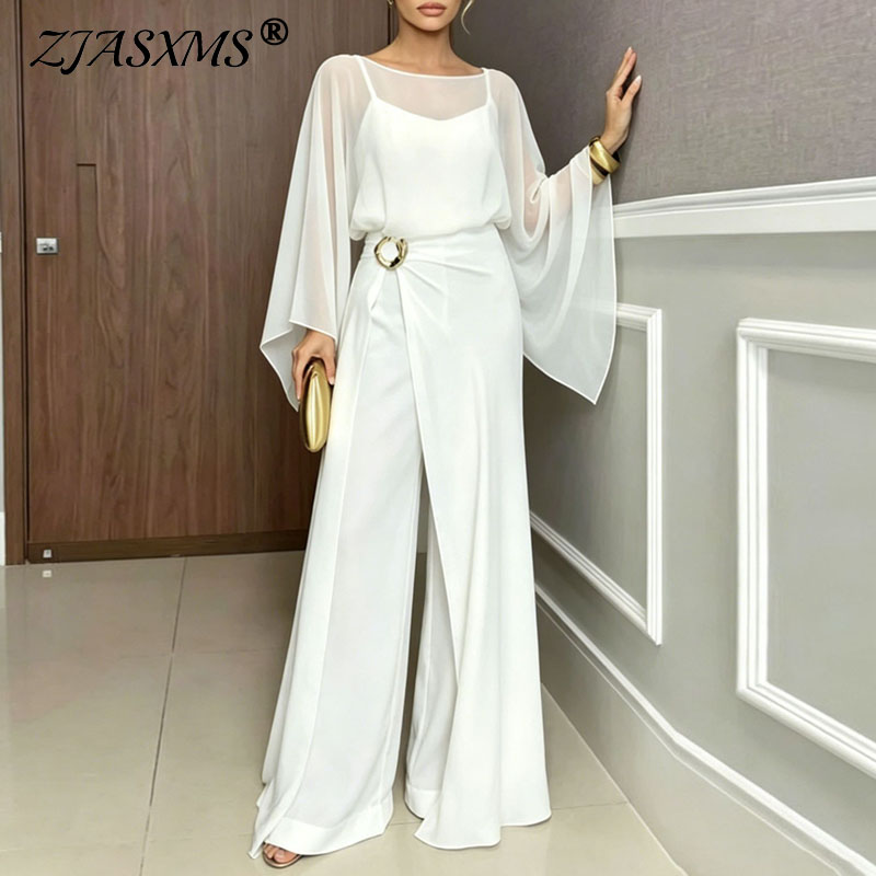 Female Formal Wear - Damen Formeller Jumpsuit 2-teiliges Set Transparente