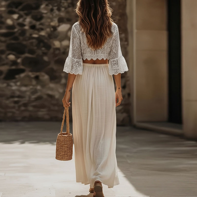 Damen Boho-Spitzen-Zweiteiler: – Woman Formal Wear Bewertung und Preis