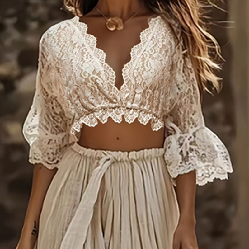 Damen Boho-Spitzen-Zweiteiler: – Woman Formal Wear Bewertung und Preis